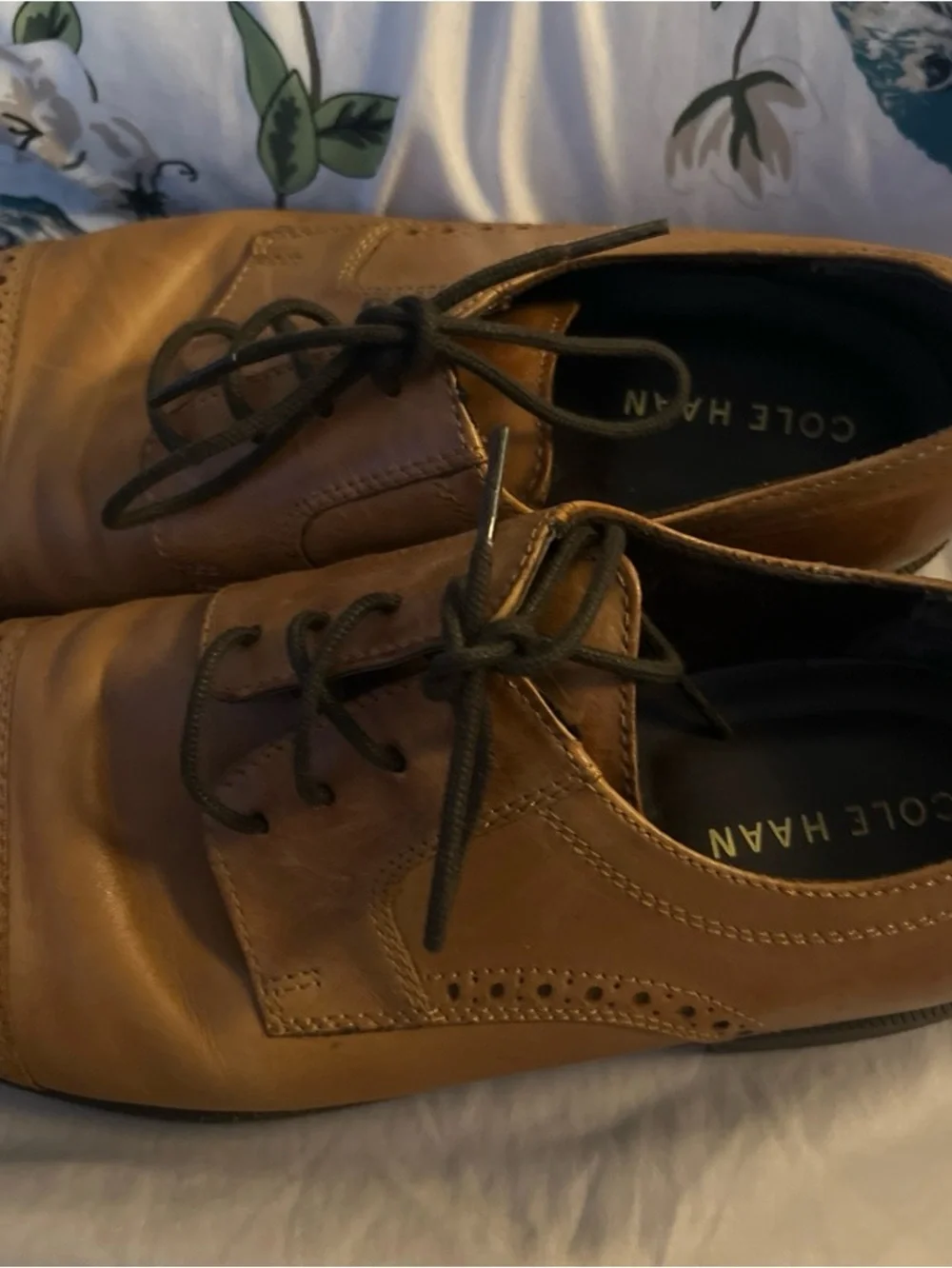 Cole Haan Tan Leather Lace-Up Oxfords